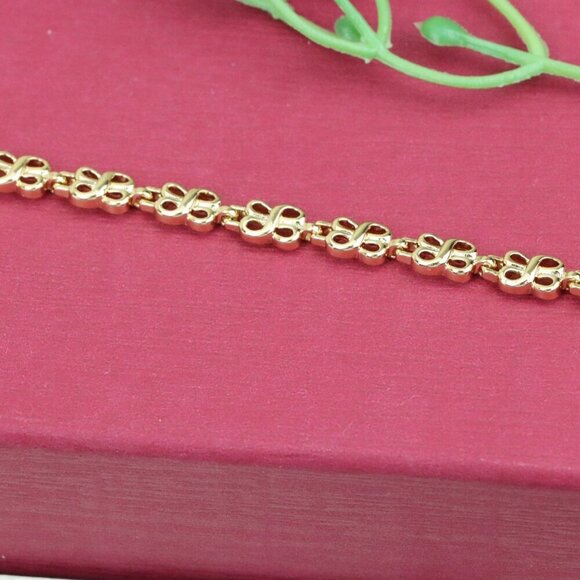 "Rose Gold Plated Heart Link Chain Bracelet in High Quality Brass, XPBL1089 - Picture 5 of 12